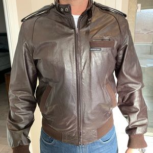 Men’s Members Only brown leather jacket